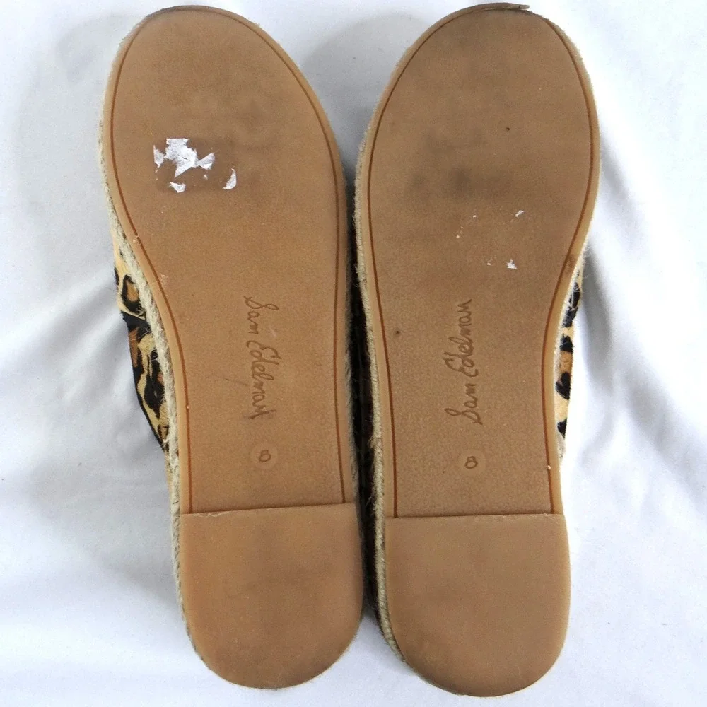 Sam Edelman Women Leopard Print Calf Hair Platform Espadrille Slip On‎ Shoes 8